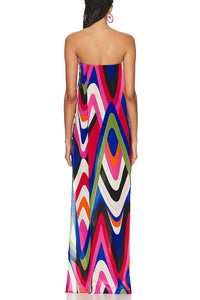 Womens Sexy Slit Printed Tube Dress