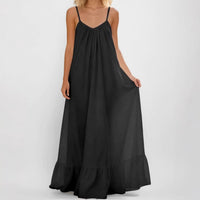 Summer Sexy Strap Sleeveless Solid Color Maxi Dress