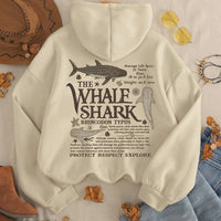 Women's Casual Shark Slogan Print Hoodie Sweatshirt