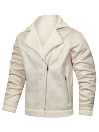 Winter lapel leather jacket plus velvet thick casual
