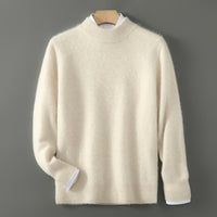 Half Wool Batwing Knit Sweater Solid Color Casual Base Shirt