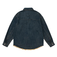 Style Personalized Pocket Design Frayed Cat Beard Shirt Jacket