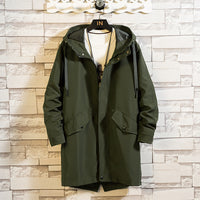 Men's Mid-length Overcoat With A Tail Slit And Hood