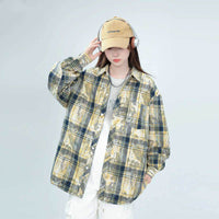 Embroidered Tie-dyed Long-sleeved Shirt Men's And Women's Coats