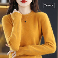Round Neck Loose Solid Color Mink Sweater Pullover Base Woolen Sweater