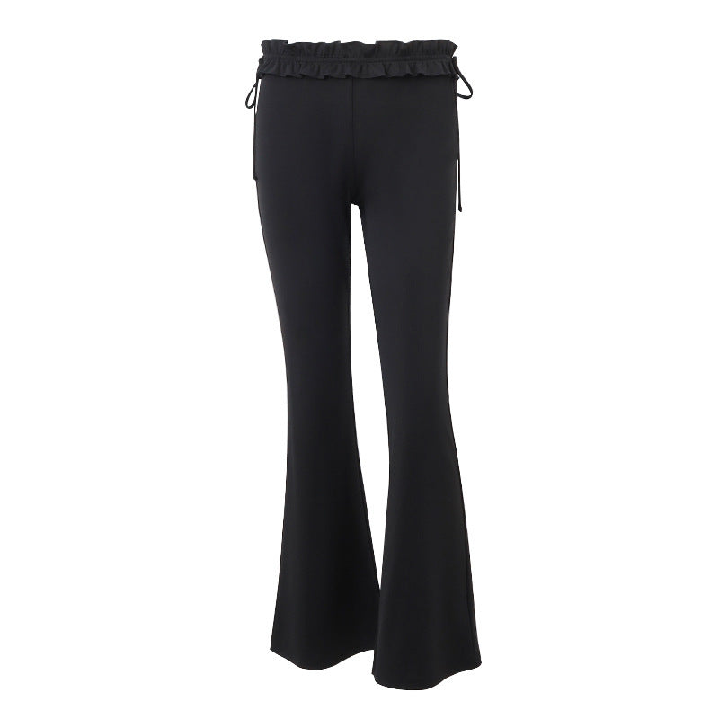 Sexy Low Waist Lace Pleated Slim Casual Women's Trousers