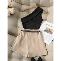 Fashionable All-match Commuter High Elastic Black Shorts