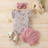 Girls Sweet Flower Flying Sleeve Top