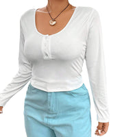 Women's Slim-fit Stretch Knit Long-sleeve Casual Versatile Top