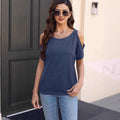Relaxed-fit Casual Off-shoulder Crew-neck T-shirt