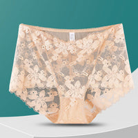 High Waist Hollow-out Lace Flower Underwear Belly Contracting Hip Lifting Cotton Bottom Fat