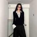 Fake Two-piece Polo Collar Top Women's Slim Shirt
