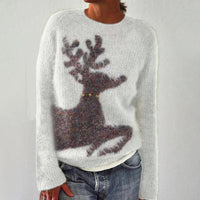 In Stock 3D-printed Womens Crew-neck Soft-touch Sweater