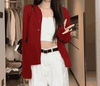 College Style Knitted Cardigan Thin Wool Sweater