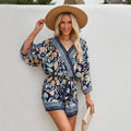 Printed V-Neck  Sleeve Loose Casual Resort Jumpsuit