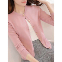 Sweater Coat Women's Knitted Cardigan Round Neck Long Sleeve Top
