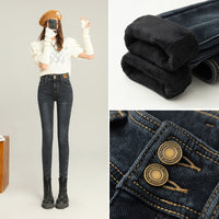Fleece-lined Thick Jeans Women's Slim Fit