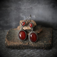 Baroque Red Female Temperamental Long Eardrops