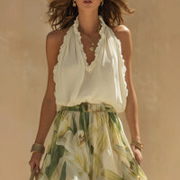 Women's Waist-Cinching Ruffle-Trimmed Elegant Dress