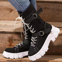 Platform Boots Buckle Lace-up Cowboy Boots Women Shoes