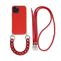 Solid Color Diagonal Double Lanyard Mobile Phone Case