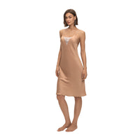 Womens Summer Satin Chiffon Loungewear Sexy Lace-Panel Camisole With Open Back And Short Skirt
