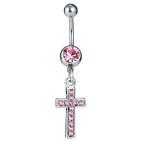 Stainless Steel Navel Stud Cross Diamond Belly Ring Human Body Puncture Navel Buckle