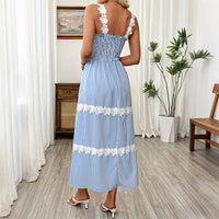 High-waisted Striped Lace Slip Dress