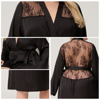 Plus-size Satin Lace Short Loungewear Womens Nightgown For Comfort
