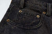 Men's Fashion Casual Retro Knife Cut Destroyed Washed Distressed Straight Textured Jeans