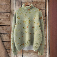 Women's New Floral Print Pullover Sweater