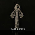 Exquisite And Versatile Heavy Industry Bow Inlaid Diamond Copper Wax Brooch