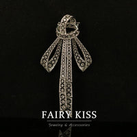 Exquisite And Versatile Heavy Industry Bow Inlaid Diamond Copper Wax Brooch