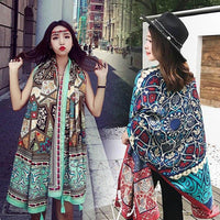 Ethnic Style Cotton And Linen Scarf Seaside Travel Oversized Beach Towel