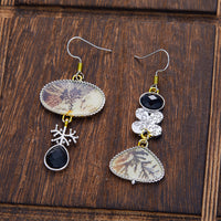 Retro Enamel Asymmetric Earrings Artistic And Literary