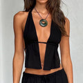 Womens Halter-Neck Strappy Sexy Backless Sleeveless Tank Top Bodycon Top