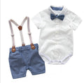 Gentleman Suit Baby Romper Bib Two-piece British Style Handsome Dress
