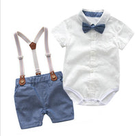 Gentleman Suit Baby Romper Bib Two-piece British Style Handsome Dress