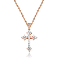 Retro Cross Pendant With Full Zirconia, Simple Religious Necklace For European And American Styles
