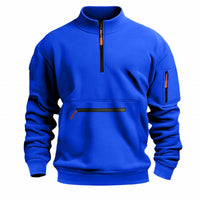 Men's Stand Collar Zipper Sweater Casual Fleece Sweater
