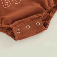 Brown Lettering Printed Children's Romper