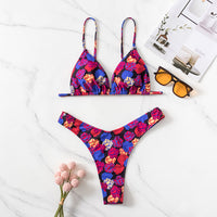 Bikini Piece Set European And American Ins Backless Printed Swimsuit