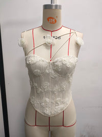 3D Floral Embroidered Steel Ring Fishbone Suspender Strap