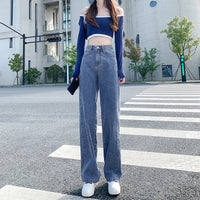 Women's High Waist Straight Jeans Loose-fitting Wide-leg Trousers