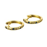 European And American Simple Blue Awn Star Moon Zircon Earrings Simple Stud Earrings