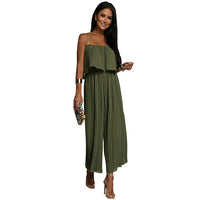 Strap Tube Top Pleated Loose Fashion Jumpsuit