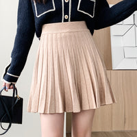 Knitted High Waist Slimming All-matching A- Line Pleated Half-length Wool Pettiskirt