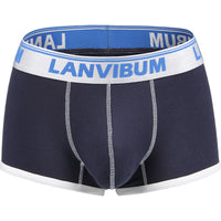 Mid-waist Lycra Cotton Big Bag Contrast Color Men's Boxers