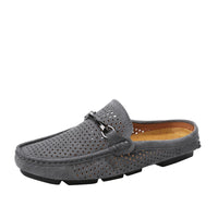Summer Leather Men's Half Slippers Heelless Casual