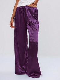Satin Loose Wide Leg Drawstring Long Pants